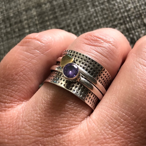 🆕 Spinner Ring Sterling Silver Amethyst Brass - Picture 3 of 3